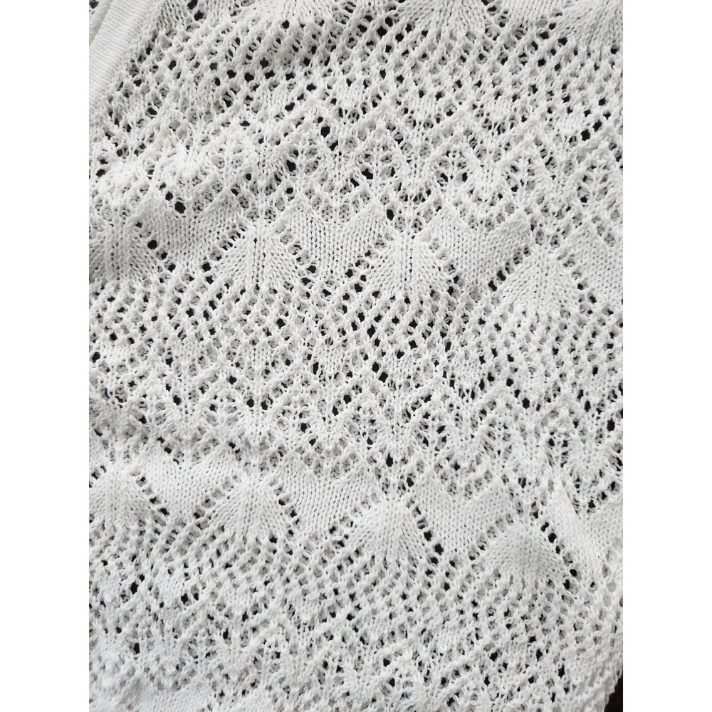 Emma James Vintage Cottagecore Open Knit Button-Front Cardiaan -‎ lvory XL - Picture 3 of 6